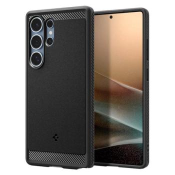 SPIGEN RUGGED ARMOR szilikon telefonvédő (ütésállóság, légpárnás sarok, karbon minta, MagSafe) FEKETE Samsung Galaxy S25 Ultra (SM-S938) kép