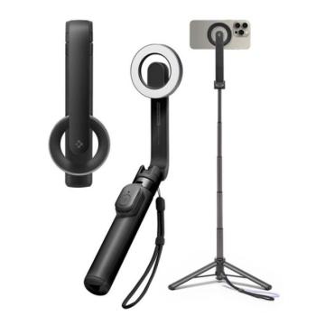 SPIGEN S571W szelfibot (tripod állvány, állítható, bluetooth távkioldó, MagSafe, 16.7-74cm) FEKETE kép