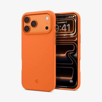 Spigen Silicone Fit MagFit Apple iPhone 17 Pro Max tok, MagSafe, Cosmic Orange, narancs kép