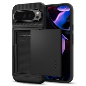 SPIGEN SLIM ARMOR CS szilikon telefonvédő (műanyag hátlap, kártyatartó, ütésállóság, légpárnás sarok) FEKETE Google Pixel 9 Pro XL kép