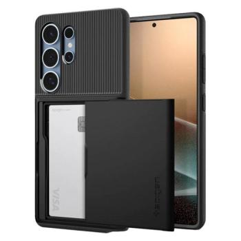SPIGEN SLIM ARMOR CS szilikon telefonvédő (műanyag hátlap, kártyatartó, ütésállóság, légpárnás sarok) FEKETE Samsung Galaxy S25 Ultra (SM-S938) kép