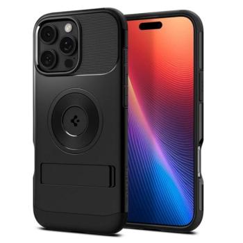 SPIGEN SLIM ARMOR MAG szilikon telefonvédő (műanyag hátlap, ütésállóság, légpárnás sarok, MagSafe) FEKETE Apple iPhone 16 Pro Max kép
