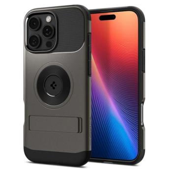 SPIGEN SLIM ARMOR MAG szilikon telefonvédő (műanyag hátlap, ütésállóság, légpárnás sarok, MagSafe) SÖTÉTSZÜRKE Apple iPhone 16 Pro Max kép