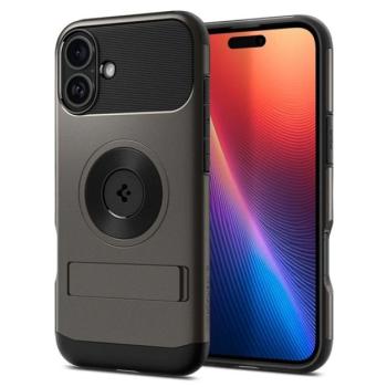 SPIGEN SLIM ARMOR MAG szilikon telefonvédő (műanyag hátlap, ütésállóság, légpárnás sarok, MagSafe) SÖTÉTSZÜRKE Apple iPhone 16 kép