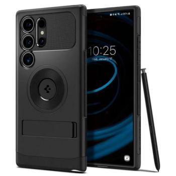 SPIGEN SLIM ARMOR MAGFIT szilikon telefonvédő (ütésállóság, műanyag hátlap, kitámasztó, MagSafe) FEKETE Samsung Galaxy S24 Ultra (SM-S928) kép
