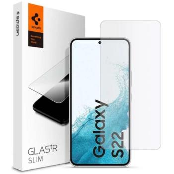 SPIGEN SLIM képernyővédő üveg (2.5D, extra karcálló, tokbarát, ultravékony, 0.2mm, 9H) ÁTLÁTSZÓ Samsung Galaxy S22 5G (SM-S901) kép