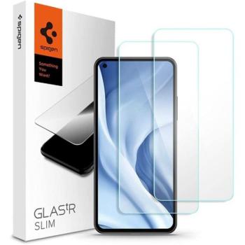 SPIGEN SLIM képernyővédő üveg 2db (2.5D, extra karcálló, tokbarát, ultravékony, 0.2mm, 9H) ÁTLÁTSZÓ Xiaomi Mi 11 Lite 4G, Xiaomi Mi 11 Lite 5G, Xiaomi 11 Lite 5G NE kép