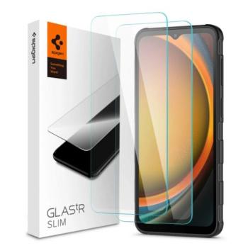 SPIGEN SLIM képernyővédő üveg 2db (2.5D, tokbarát, ultravékony, 0.2mm, extra karcálló, 9H) ÁTLÁTSZÓ Samsung Galaxy Xcover 7 Pro (SM-G766) kép