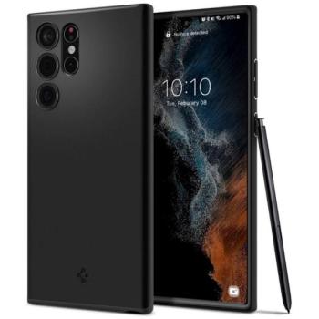 SPIGEN THIN FIT műanyag telefonvédő (matt, ultravékony, kamera védelem) FEKETE Samsung Galaxy S22 Ultra 5G (SM-S908) kép