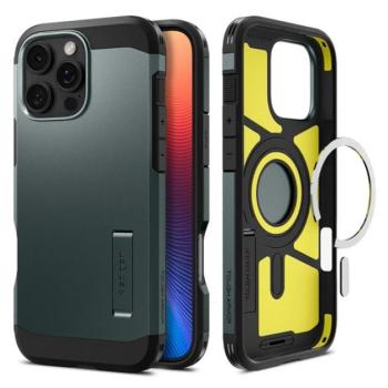 SPIGEN TOUGH ARMOR MAG műanyag telefonvédő (ütésállóság, MagSafe) SÖTÉTZÖLD Apple iPhone 16 Pro kép