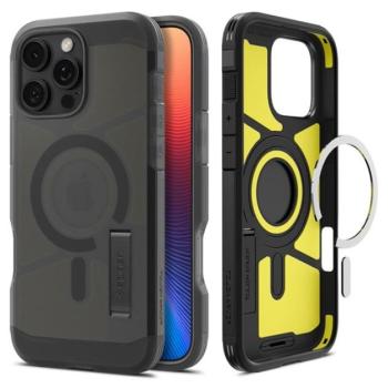 SPIGEN TOUGH ARMOR MAG műanyag telefonvédő (ütésállóság, matt, MagSafe, kitámasztó) FEKETE Apple iPhone 16 Pro 5G kép