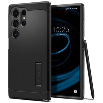 SPIGEN TOUGH ARMOR műanyag telefonvédő (szilikon keret, ütésállóság, kitámasztó) FEKETE Samsung Galaxy S24 Ultra (SM-S928) kép