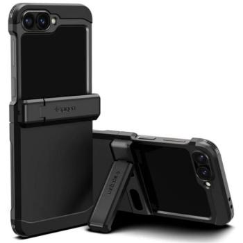 SPIGEN TOUGH ARMOR műanyag telefonvédő (szilikon keret, ütésállóság, kitámasztó) FEKETE Samsung Galaxy Z Flip6 5G (SM-F741) kép