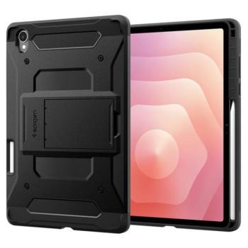 SPIGEN TOUGH ARMOR PRO műanyag telefonvédő (ütésállóság, kitámasztó, karbon minta, ceruza tartó) FEKETE Samsung Galaxy Tab S11 5G (SM-X736B), Galaxy Tab S11 WIFI (SM-X730) kép