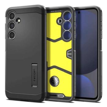 SPIGEN TOUGH ARMOR szilikon telefonvédő (ütésállóság, kitámasztó) FEKETE Samsung Galaxy S24 FE (SM-S721) kép