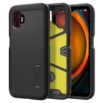 SPIGEN TOUGH ARMOR szilikon telefonvédő (ütésállóság, kitámasztó) FEKETE Samsung Galaxy Xcover 7 Pro (SM-G766) kép