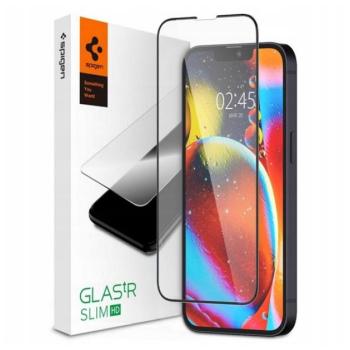 SPIGEN TR SLIM HD képernyővédő üveg (2.5D, karcálló, tok barát, ujjlenyomat mentes, ultravékony, 0.2mm, 9H) FEKETE Apple iPhone 13 mini kép