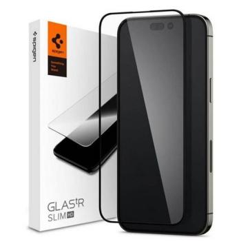 SPIGEN TR SLIM HD képernyővédő üveg (2.5D, karcálló, tok barát, ujjlenyomat mentes, ultravékony, 0.2mm, 9H) FEKETE Apple iPhone 14 Pro kép