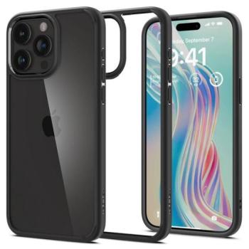 SPIGEN ULTRA HYBRID műanyag telefonvédő (közepesen ütésálló, szilikon légpárnás keret) ÁTLÁTSZÓ / FEKETE Apple iPhone 15 Pro kép