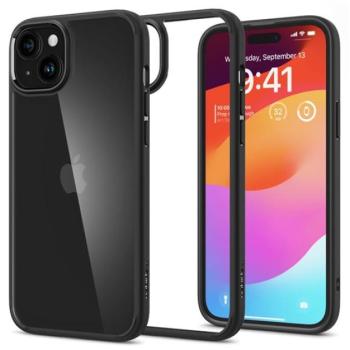 SPIGEN ULTRA HYBRID műanyag telefonvédő (közepesen ütésálló, szilikon légpárnás keret) FEKETE Apple iPhone 15 Plus kép