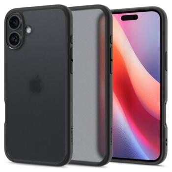 SPIGEN ULTRA HYBRID műanyag telefonvédő (ütésállóság, légpárnás keret, matt) FEKETE/ÁTLÁTSZÓ Apple iPhone 16 kép