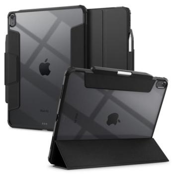 SPIGEN ULTRA HYBRID PRO tok álló, bőr hatású (FLIP, oldalra nyíló, TRIFOLD, asztali tartó, ceruza tartó) FEKETE Apple IPAD Air 13 (2024) kép