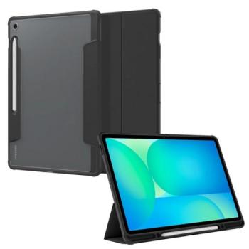 SPIGEN ULTRA HYBRID PRO tok álló, bőr hatású (FLIP, oldalra nyíló, TRIFOLD, asztali tartó, ceruza tartó) FEKETE Samsung Galaxy Tab S10 FE Plus WIFI (SM-X626), Galaxy Tab S10 FE Plus LTE (SM-X kép