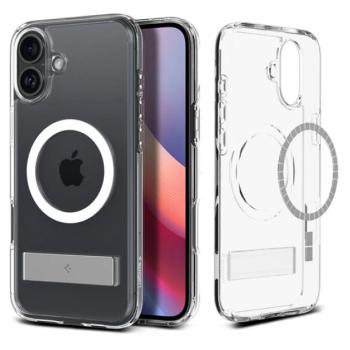 SPIGEN ULTRA HYBRID S műanyag telefonvédő (ütésállóság, légpárnás keret, kitámasztó, MagSafe) ÁTLÁTSZÓ Apple iPhone 16 Plus kép