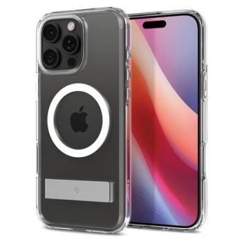 SPIGEN ULTRA HYBRID S műanyag telefonvédő (ütésállóság, légpárnás keret, kitámasztó, MagSafe) ÁTLÁTSZÓ Apple iPhone 16 Pro kép