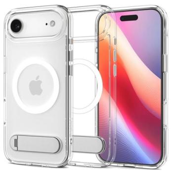 SPIGEN ULTRA HYBRID S műanyag telefonvédő (ütésállóság, légpárnás keret, kitámasztó, MagSafe) ÁTLÁTSZÓ Apple iPhone 17 Air kép