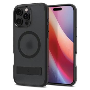 SPIGEN ULTRA HYBRID S műanyag telefonvédő (ütésállóság, légpárnás keret, kitámasztó, MagSafe) FEKETE Apple iPhone 16 Pro Max kép