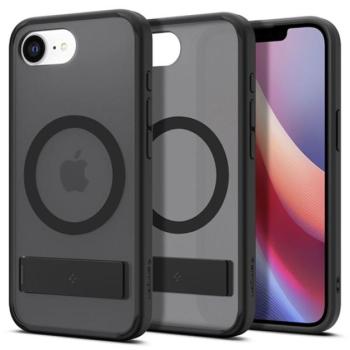 SPIGEN ULTRA HYBRID S műanyag telefonvédő (ütésállóság, légpárnás keret, kitámasztó, MagSafe) FEKETE Apple iPhone 16e kép