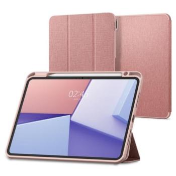 SPIGEN URBAN FIT tok álló (FLIP, oldalra nyíló, TRIFOLD, asztali tartó, ceruza tartó, textil minta) ROZÉARANY Apple IPAD Pro 11 (2024) kép
