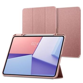 SPIGEN URBAN FIT tok álló (FLIP, oldalra nyíló, TRIFOLD, asztali tartó, ceruza tartó, textil minta) ROZÉARANY Apple IPAD Pro 13 (2024) kép