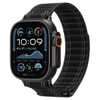 SPIGEN WBF0 pótszíj (egyedi méret, nagy, nylon, tépőzáras, állítható) FEKETE Apple Watch Series 5 44mm, Watch Series 4 44mm, Watch Series 3 42mm kép