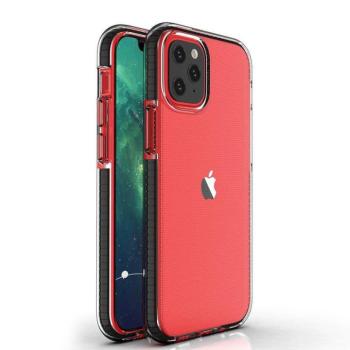 Spring tok átlátszó TPU gél védőtok színes tok iPhone 13 Pro fekete kép