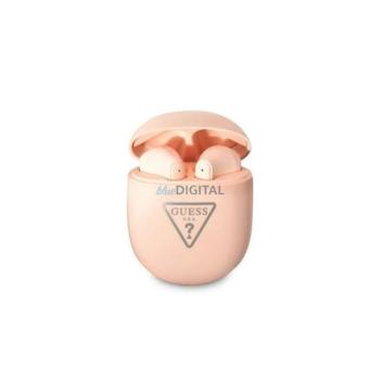 Stereo bluetooth headset vezeték nélküli töltőtokkal, TWS, rózsaszín, Guess Triangle Logo GUTWST82TRP kép
