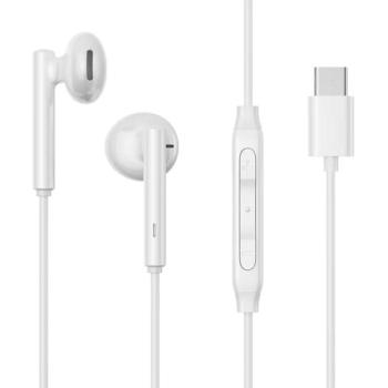 Stereo headset Type-C csatlakozóval, hangerőszabályzó / mikrofon, fehér, Joyroom JR-EC05 kép