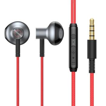 Stereo vezetékes fülhallgató jack csatlakozóval, hangerőszabályozós, piros, Baseus Encok H19 NGH19-09 kép