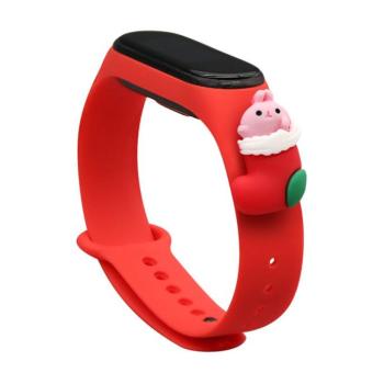 Strap Xmas csereszíj Xiaomi Mi Band 6 / Mi Band 5 karácsonyi ünnepek piros (Santa 1) tok kép