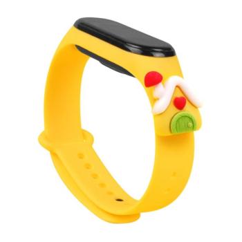 Strap Xmas Opaska do Xiaomi Mi Band 6 / Mi Band 5 Świąteczny Silikonowy Pasek Bransoletka żółty (Domek) tok kép
