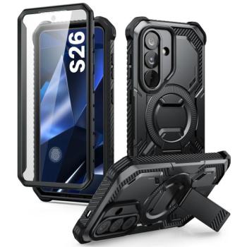 Supcase ArmorBox Samsung Galaxy S26 ütésálló tok, kijelző védelemmel, kitámasztóval, MagSafe, fekete kép