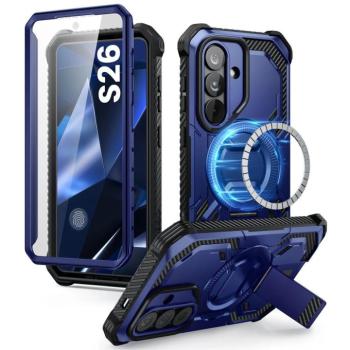 Supcase ArmorBox Samsung Galaxy S26 ütésálló tok, kijelző védelemmel, kitámasztóval, MagSafe, kék kép