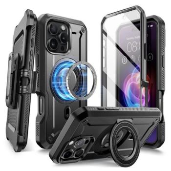 SUPCASE UNICORN BEETLE PRO MAGSAFE műanyag telefonvédő (erős ütésállóság, kitámasztó) FEKETE Apple iPhone 16 Pro kép
