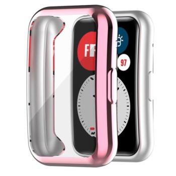 Szilikon keret (BUMPER, ütésálló, fémhatás) RÓZSASZÍN Huawei Watch Fit kép