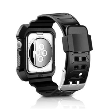 Szilikon keret (szilikon szíj, ütésálló) FEKETE Apple Watch Series 1 42mm, Apple Watch Series 2 42mm, Apple Watch Series 3 42mm kép