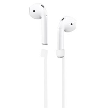 Szilikon tartó (nyakba akasztható, elvesztés gátló, Apple AirPods kompatibilis) FEHÉR kép