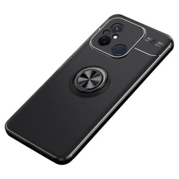 Szilikon telefonvédő (asztali tartó funkció, telefontartó gyűrű, 360°-ban forgatható, beépített fémlemez) FEKETE Xiaomi Redmi 12C kép