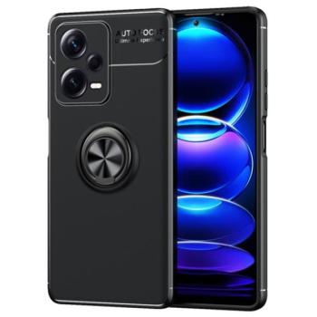 Szilikon telefonvédő (asztali tartó funkció, telefontartó gyűrű, 360°-ban forgatható, beépített fémlemez) FEKETE Xiaomi Redmi Note 12 Pro kép
