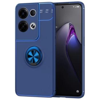Szilikon telefonvédő (asztali tartó funkció, telefontartó gyűrű, 360°-ban forgatható, beépített fémlemez) SÖTÉTKÉK Oppo Reno 8 Pro kép